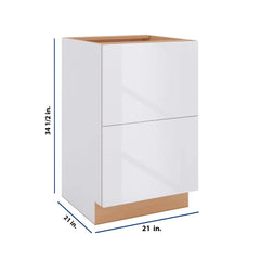 Modernform Cabinet Gloss White 21" W X 34 1/2" H X 21" D Vanity Base with 2 Drawers