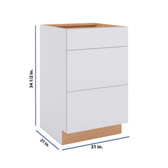 Modernform Cabinet Matte White 21" W X 34 1/2" H X 21" D Vanity Base with 3 Drawers