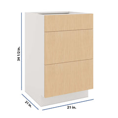 Modernform Cabinet Natural Oak 21" W X 34 1/2" H X 21" D Vanity Base with 3 Drawers