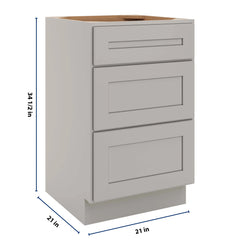 CNC Luxor 5-Piece Misty Grey 21" W Vanity Drawer Base Cabinet