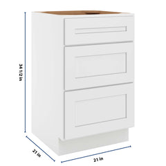 CNC Luxor 5-Piece White 21" W Vanity Drawer Base Cabinet