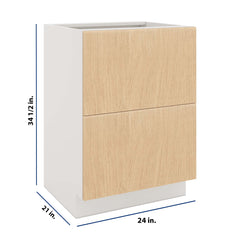 Modernform Cabinet Natural Oak 24" W X 34 1/2" H X 21" D Vanity Base with 2 Drawers