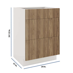 Modernform Cabinet Walnut 24" W X 34 1/2" H X 21" D Vanity Base with 3 Drawers