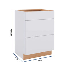 Modernform Cabinet Matte White 24" W X 34 1/2" H X 21" D Vanity Base with 3 Drawers