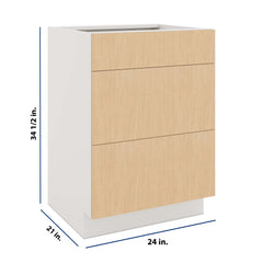 Modernform Cabinet Natural Oak 24" W X 34 1/2" H X 21" D Vanity Base with 3 Drawers