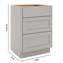 CNC Luxor Misty Grey 24" W Vanity Drawer Base Cabinet