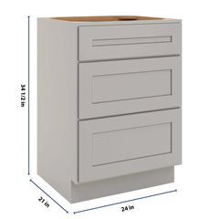 CNC Luxor 5-Piece Misty Grey 24" W Vanity Drawer Base Cabinet