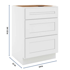 CNC Luxor 5-Piece White 24" W Vanity Drawer Base Cabinet