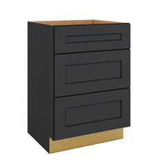 Modernform Cabinet Onyx Black Shaker 24" W X 34 1/2" H X 21" D Vanity Base with 3 Drawers