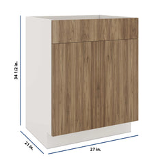 Modernform Cabinet Walnut 27" W X 34 1/2" H X 21" D Vanity Sink Base 2 Doors/1 False Front