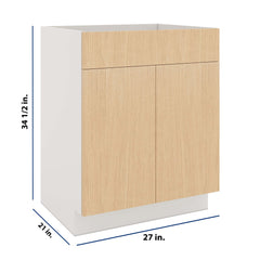 Modernform Cabinet Natural Oak 27" W X 34 1/2" H X 21" D Vanity Sink Base 2 Doors/1 False Front