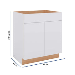 Modernform Cabinet Matte White 30" W X 34 1/2" H X 21" D Vanity Sink Base 2 Doors/1 False Front