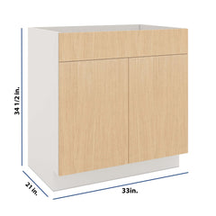 Modernform Cabinet Natural Oak 33" W X 34 1/2" H X 21" D Vanity Sink Base 2 Doors/1 False Front