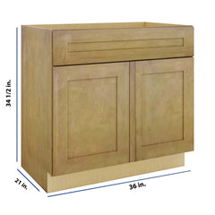 Modernform Cabinet Natural Shaker 36" W X 34 1/2" H X 21" D Sink Base 2 Doors/1 False Front