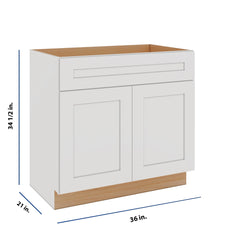 Modernform Cabinet White Shaker 36" W X 34 1/2" H X 21" D Sink Base 2 Doors/1 False Front