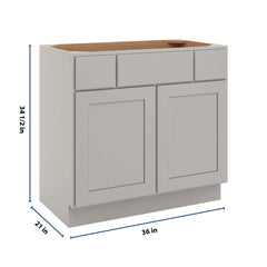 CNC Luxor Misty Grey 36" W 2 Drawer Vanity Sink Base Cabinet