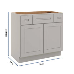 CNC Luxor 5-Piece Misty Grey 36" W 2 Drawer Vanity Sink Base Cabinet