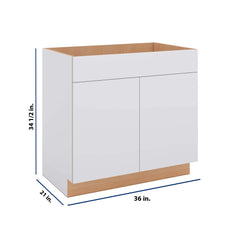 Modernform Cabinet Matte White 36" W X 34 1/2" H X 21" D Vanity Sink Base 2 Doors/1 False Front