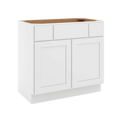 CNC Luxor White 36" W 2 Drawer Vanity Sink Base Cabinet