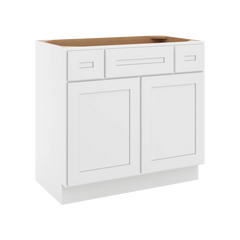 CNC Luxor 5-Piece White 36" W 2 Drawer Vanity Sink Base Cabinet