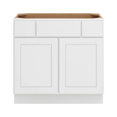 CNC Luxor White 36" W 2 Drawer Vanity Sink Base Cabinet