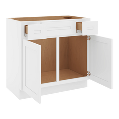 CNC Luxor 5-Piece White 36" W 2 Drawer Vanity Sink Base Cabinet