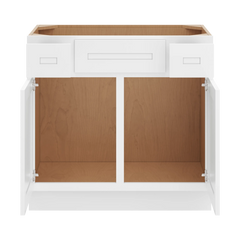 CNC Luxor 5-Piece White 36" W 2 Drawer Vanity Sink Base Cabinet