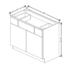 CNC Luxor Misty Grey 42" W 2 Drawer Vanity Sink Base Cabinet