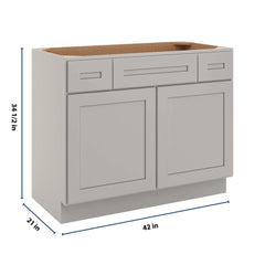CNC Luxor 5-Piece Misty Grey 42" W 2 Drawer Vanity Sink Base Cabinet