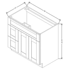 Fabuwood Allure Echo Timber 36" W X 34 1/2" H X 21" D Vanity Combo Single Sink w/ 1 Door And 2 Drawers Left Cabinet