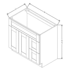 Fabuwood Allure Echo Timber 36" W X 34 1/2" H X 21" D Vanity Combo Single Sink w/ 1 Door And 2 Drawers Right Cabinet