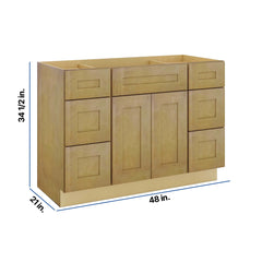 Modernform Cabinet Natural Shaker 48" W X 34 1/2" H X 21" D Combo Cabinet 2 Doors/6 Drawers/1 False Front