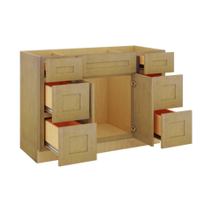 Modernform Cabinet Natural Shaker 48" W X 34 1/2" H X 21" D Combo Cabinet 2 Doors/6 Drawers/1 False Front