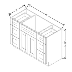 Modernform Cabinet Onyx Black Shaker 48" W X 34 1/2" H X 21" D Combo Cabinet 2 Doors/6 Drawers/1 False Front