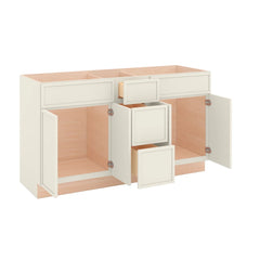 Modernform Cabinet Slim Dove White 60" W X 34 1/2" H X 21" D Combo Cabinet 4 Doors/3 Drawers/2 False Front