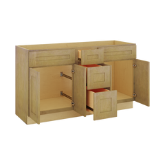Modernform Cabinet Natural Shaker 60" W X 34 1/2" H X 21" D Combo Cabinet 4 Doors/3 Drawers/2 False Front
