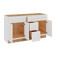 Modernform Cabinet White Shaker 60" W X 34 1/2" H X 21" D Combo Cabinet 4 Doors/3 Drawers/2 False Front