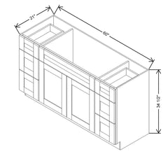 Modernform Cabinet Onyx Black Shaker 60" W X 34 1/2" H X 21" D Combo Cabinet 2 Doors/6 Drawers/1 False Front