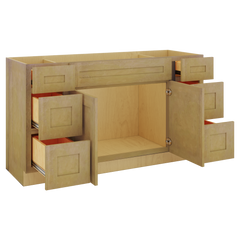Modernform Cabinet Natural Shaker 60" W X 34 1/2" H X 21" D Combo Cabinet 2 Doors/6 Drawers/1 False Front