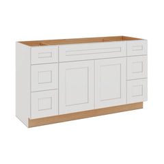 Modernform Cabinet White Shaker 60" W X 34 1/2" H X 21" D Combo Cabinet 2 Doors/6 Drawers/1 False Front