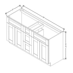 Fabuwood Allure Fusion Timber 60" W X 34 1/2" H X 21" D Vanity Combo Double Sink Cabinet