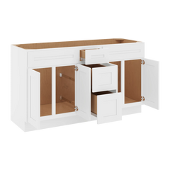 CNC Luxor 5-Piece White 60" W Vanity Drawer Double Sink Base Cabinet