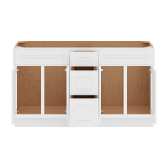 CNC Luxor 5-Piece White 60" W Vanity Drawer Double Sink Base Cabinet