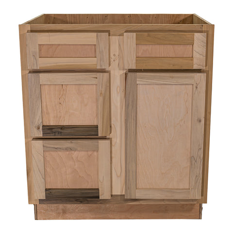 30 in. Sink and Drawer Base Vanity Bathroom Cabinet in Unfinished Poplar | Shaker Style