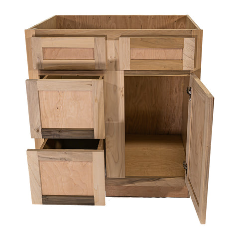 30 in. Sink and Drawer Base Vanity Bathroom Cabinet in Unfinished Poplar | Shaker Style