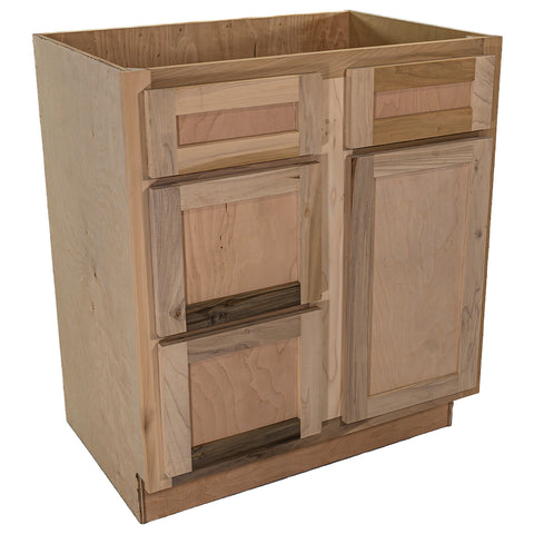 30 in. Sink and Drawer Base Vanity Bathroom Cabinet in Unfinished Poplar | Shaker Style