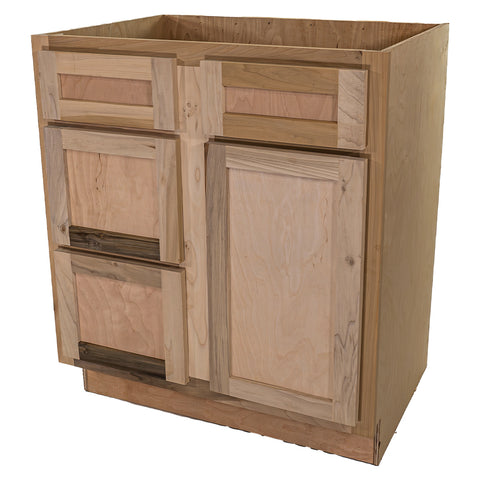 30 in. Sink and Drawer Base Vanity Bathroom Cabinet in Unfinished Poplar | Shaker Style