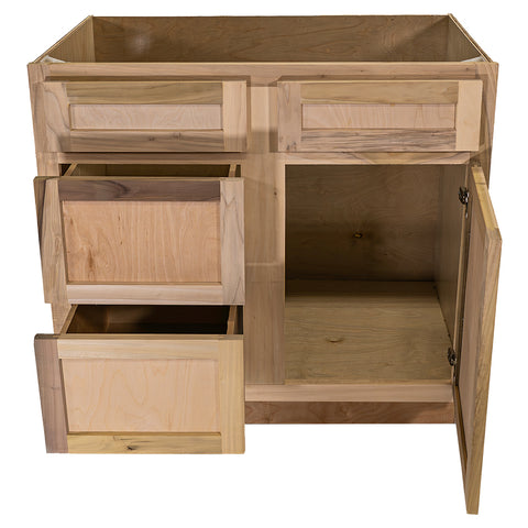 36 in. Sink and Drawer Base Vanity Bathroom Cabinet in Unfinished Poplar | Shaker Style