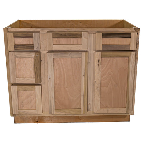 42 in. Sink & Drawer Bathroom Vanity Base Cabinet in Unfinished Poplar | Shaker Style