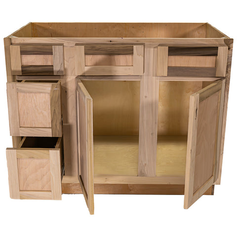 42 in. Sink & Drawer Bathroom Vanity Base Cabinet in Unfinished Poplar | Shaker Style